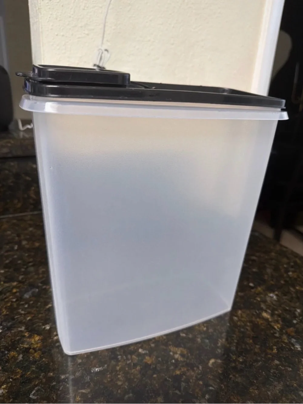 Tupperware Frosted White Food Storage Container with Black Lid